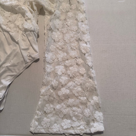 Lulus White Lace Faux Wrap Bodysuit - Beautiful - Picture 6 of 14
